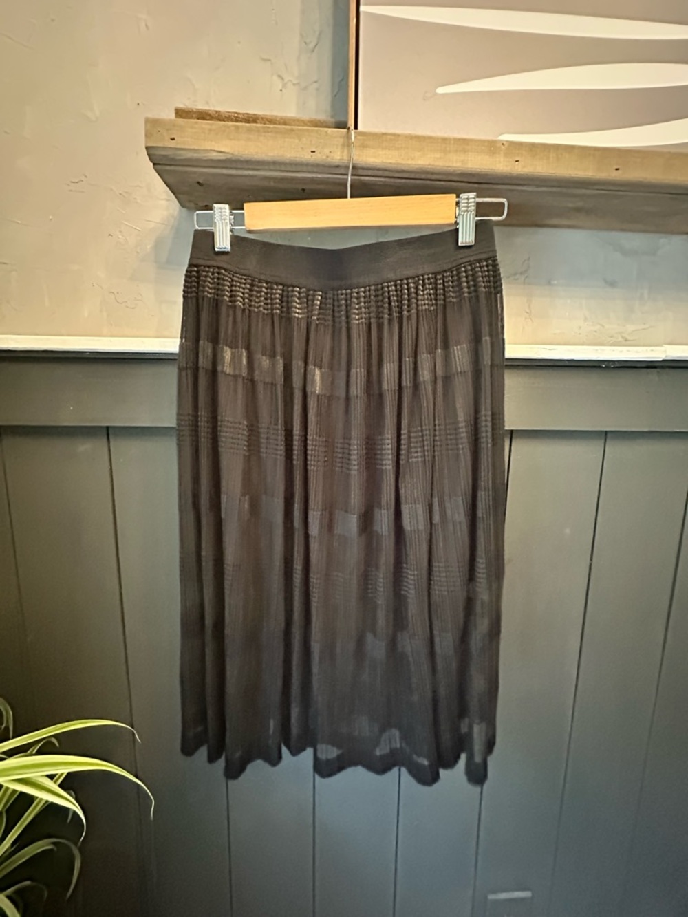 NEW Forever 21 Black Semi Sheer Striped Midi Skirt Size Medium Romantic Feminine
